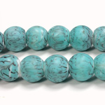 Glass Lampwork Bead - Smooth Round 14MM MATTE BLUE MATRIX