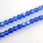 Czech Pressed Glass Bead - Smooth Round 06MM SAPPHIRE AB