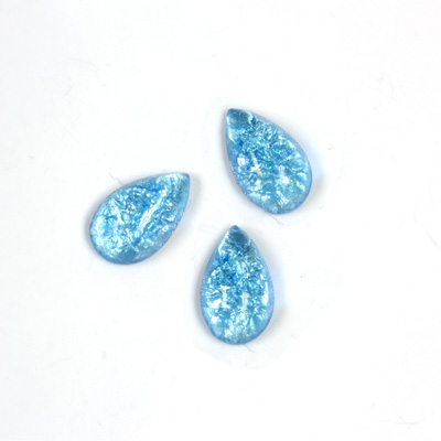 Glass Medium Dome Lampwork Cabochon - Pear 13x8MM AQUA OPAL (05143)