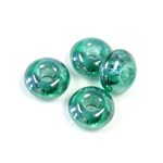 Czech Pressed Glass Bead - Round Rondelle Pony 06x11MM EMERALD LUSTER
