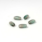 Czech Pressed Glass Bead - Smooth Oval 09x4MM 2-TONE EMERALD-GREY