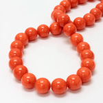 Gemstone Bead - Smooth Round 12MM DOLOMITE DYED CORAL