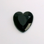 Glass Flat Back Rose Cut Opaque Stone - Heart  18x16MM JET