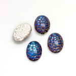 Glass Medium Dome Snakeskin Mosaic Cabochon - Oval 14x10MM HELIO BLUE
