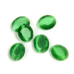 Fiber-Optic Flat Back Stone with Faceted Top and Table - Oval 10x8MM CAT'S EYE GREEN