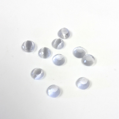 Fiber-Optic Flat Back Stone with Faceted Top and Table - Round 04MM CAT'S EYE LT GREY