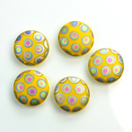 Glass Low Dome Buff Top Cabochon - Peacock Round 13MM MATTE YELLOW