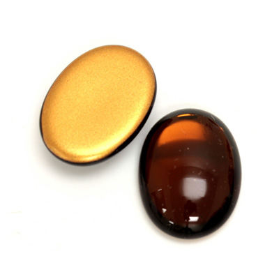 Glass Medium Dome Foiled Cabochon - Oval 25x18MM SMOKE TOPAZ