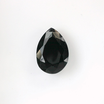 Glass Point Back Tin Table Cut (TTC) Stone - Pear 15x11MM JET