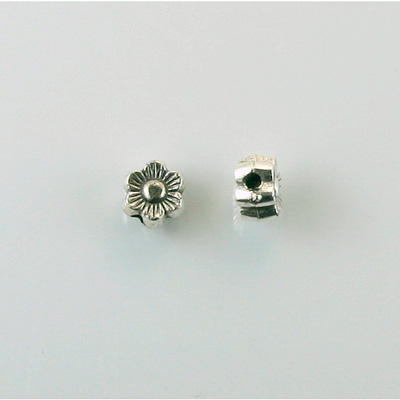 Metalized Plastic Bead - 6-petal Flower 08MM ANTIQUE SILVER