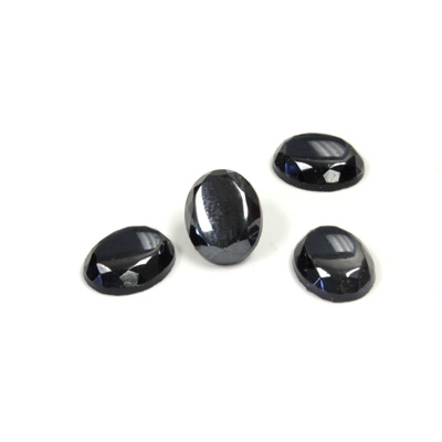 Glass Low Dome Buff Top Cabochon - Oval 10x8MM HEMATITE