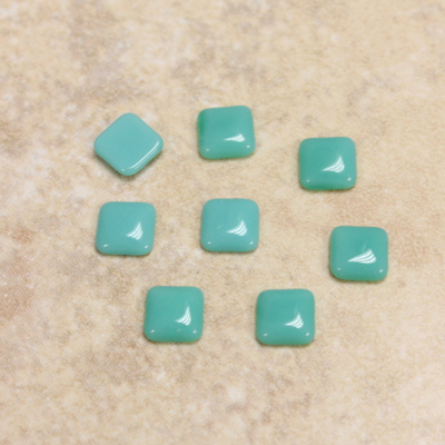 Glass Low Dome Cabochon Opaque - Square Antique 06x6MM TURQUOISE