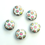 Pressed Glass Peacock Bead - Round 11MM MATTE WHITE