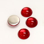 Plastic Flat Back Foiled Cabochon - Round 12MM RUBY