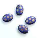 Glass Low Dome Buff Top Cabochon - Peacock Oval 14x10MM MATTE BLUE