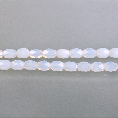 Czech Glass Fire Polish Bead - Oval 06x4MM WHITE OPAL