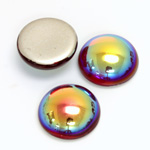 Glass Medium Dome Foiled Cabochon - Round 18MM RUBY AB