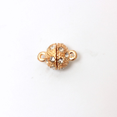 Magnetic Rhinestone Clasp - Round 8MM CRYSTAL ROSE GOLD