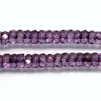 Czech Glass Fire Polished Bead - Rondelle 06x3MM LUMI COAT PURPLE