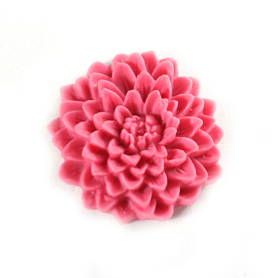 Plastic Carved No-Hole Flower - Mum Resin 33MM MATTE ROSE