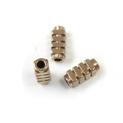 Brass Machine Made Bead - Stacked Rope 07.5x2.9MM RAW BRASS