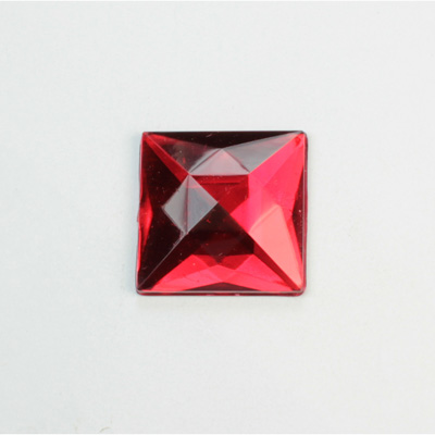 Plastic Flat Back Foiled Rauten Rose Rhinestone - Square 25x25MM RUBY