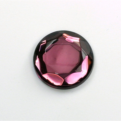 Glass Flat Back Rose Cut Fancy Foiled Stone - Round 18MM AMETHYST