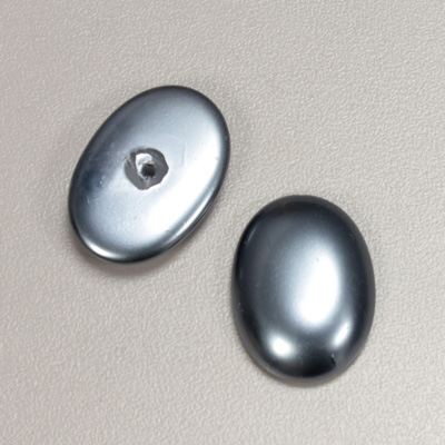 Glass Medium Dome Pearl Dipped Cabochon - Oval 25x18MM DARK GREY