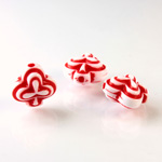 Plastic Casino Style Bead - Clubs 12MM RED on WHITE