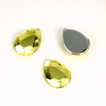 Plastic Flat Back Foiled Rose Cut Rhinestone - Pear 15x11MM JONQUIL