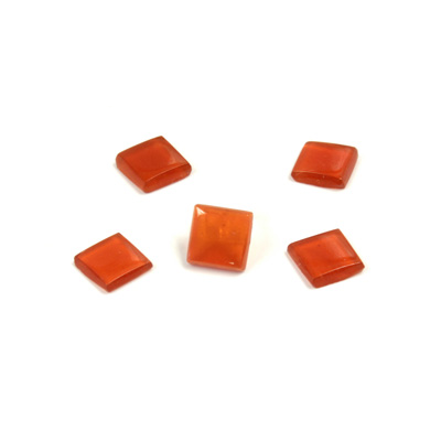 Czech Glass Low Dome Buff Top Cabochon - Square 06x6MM CORNELIAN