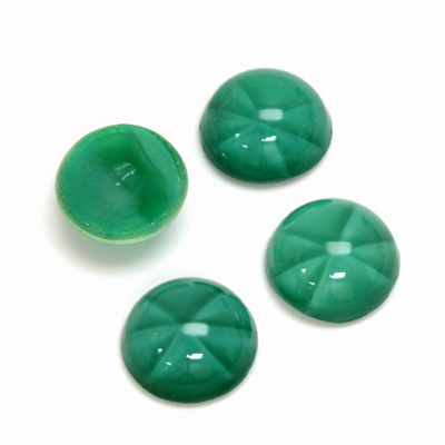 Glass Medium Dome Lampwork Cabochon - Round 13MM STAR EMERALD