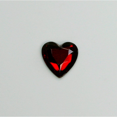 Glass Flat Back Rose Cut Fancy Foiled Stone  - Heart 12x11MM RUBY