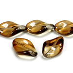 Czech Pressed Glass Bead - Smooth Twisted 19x13MM COATED BROWN-CRYSTAL 69012