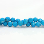Gemstone Bead - Faceted Round 08MM HOWLITE DYED TURQUOISE