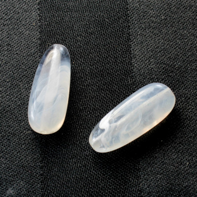 Plastic  Bead - Mixed Color Smooth Tapered Bullet 25x10MM CRYSTAL QUARTZ