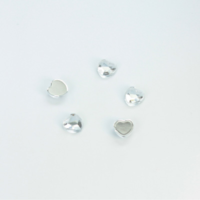 Plastic Flat Back Foiled Rose Cut Rhinestone - Heart 05MM CRYSTAL