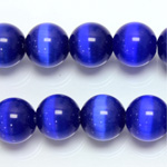 Fiber-Optic Synthetic Bead - Cat's Eye Smooth Round 12MM CAT'S EYE ROYAL BLUE