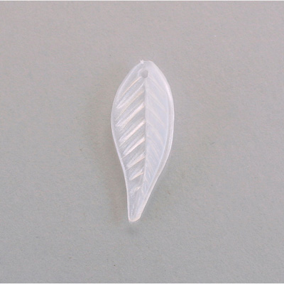 Plastic Leaf Pendant with Hole 28x11MM PEARL SILK WHITE