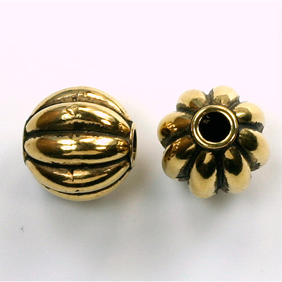 Metalized Plastic Bead - Melon Round 14MM ANT GOLD