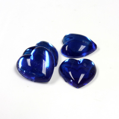 Plastic Flat Back Foiled Cabochon - Heart 15.5MM SAPPHIRE