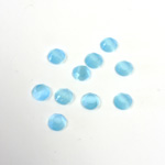 Fiber-Optic Flat Back Stone with Faceted Top and Table - Round 04MM CAT'S EYE AQUA