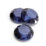 Fiber-Optic Flat Back Stone with Faceted Top and Table - Round 18MM CAT'S EYE BLUE