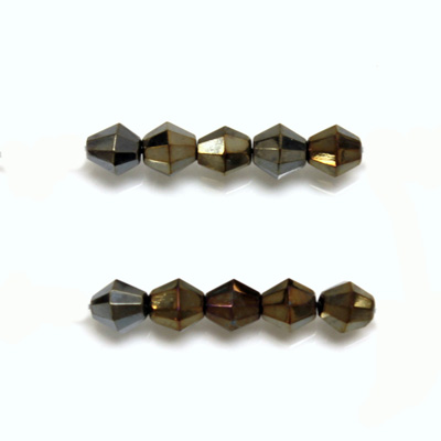 Czech Glass Fire Polished Bead - Bicone 06MM IRIS BROWN