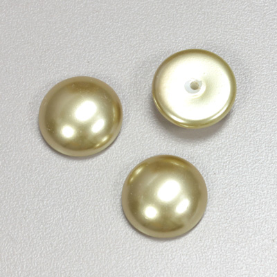 Glass Medium Dome Pearl Dipped Cabochon - Round 16MM LIGHT OLIVE