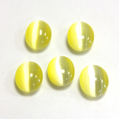 Fiber-Optic Cabochon - Oval 12x10MM CAT'S EYE YELLOW