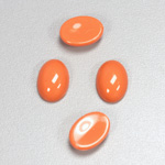 Plastic Flat Back Opaque Cabochon - Oval 14x10MM BRIGHT TANGERINE