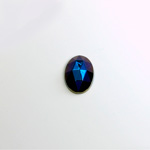 Glass Flat Back Rauten Rose - Oval 10x8MM IRIS BLUE Coated