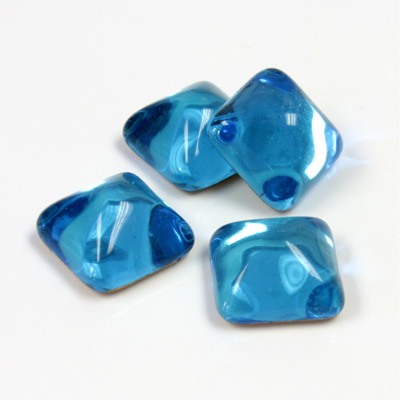 Glass High Dome Foiled Cabochon - Square 10x10MM AQUA