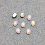 Glass Medium Dome Foiled Cabochon - Oval 07x5MM WHITE PINFIRE OPAL